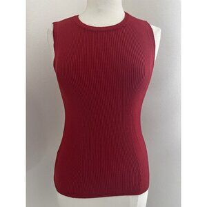 Anthropologie Maeve Red Rouge Medium Sleeveless Ribbed Stretch Knit Top New Tags